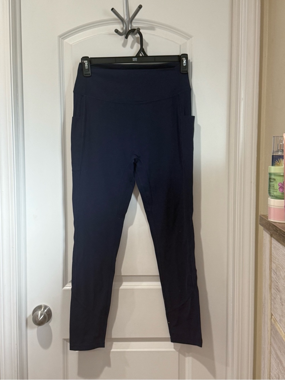 Stori High-Rise Navy Leggings with Side Pockets